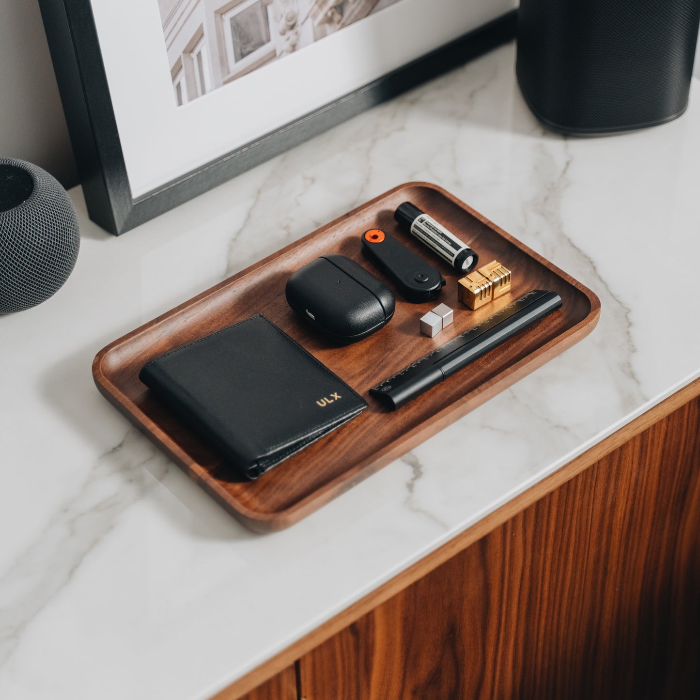 Walnut Valet Desk Tray