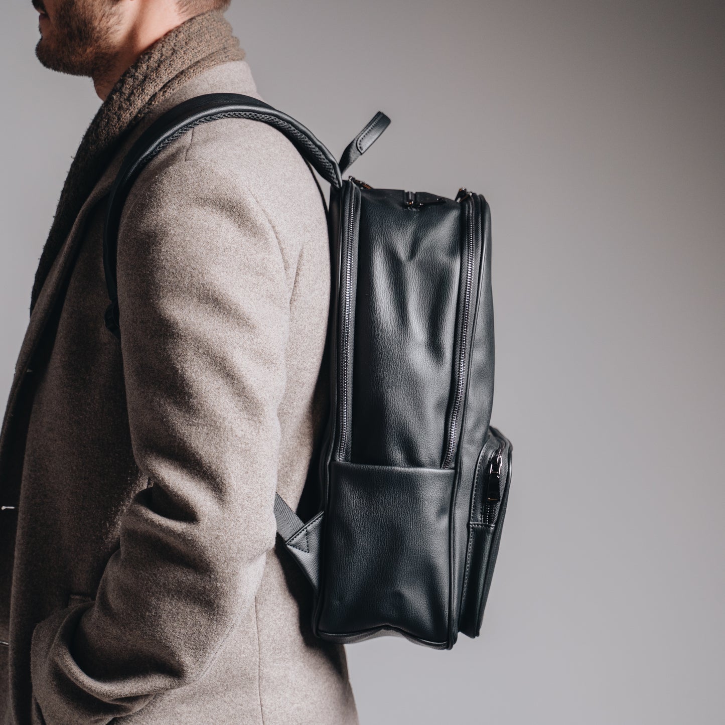 Classic Leather Backpack - Black