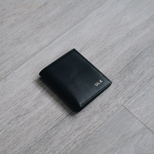 Leather Bifold Wallet - Black & Gold