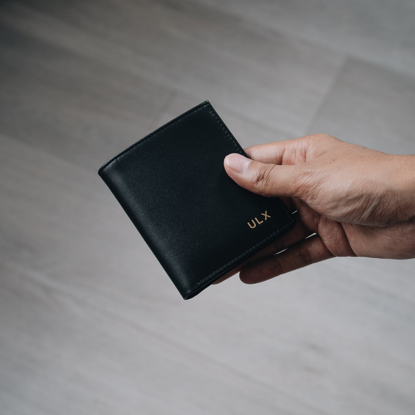Leather Bifold Wallet - Black & Gold