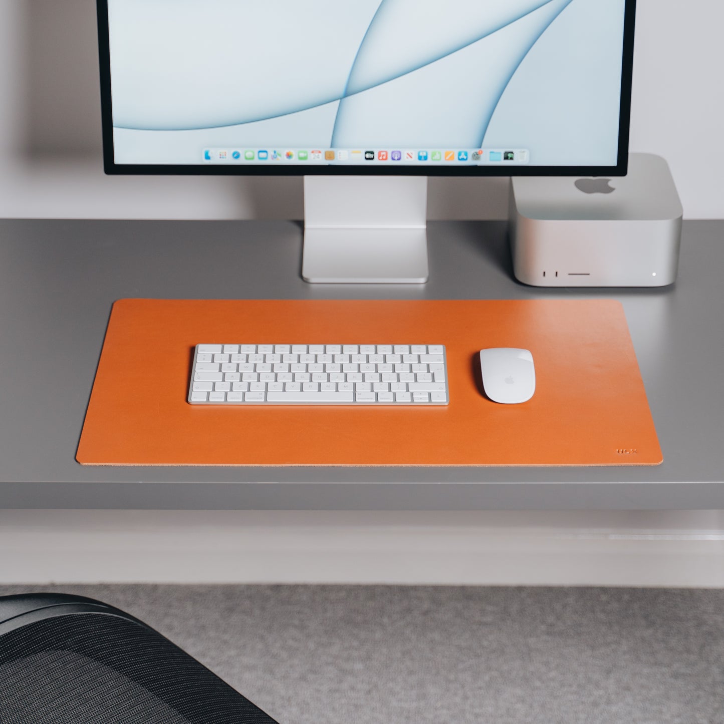 Leather Desk Mat - Cognac Brown