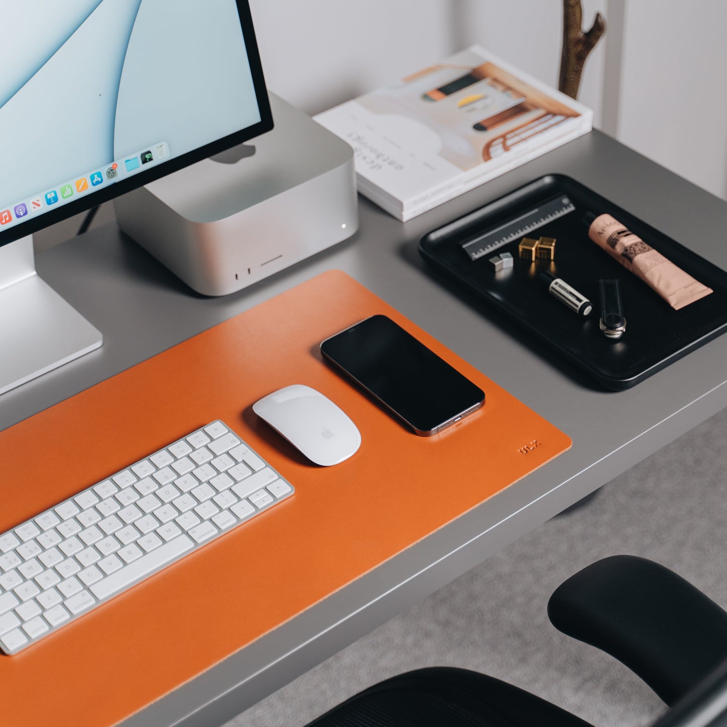 Leather Desk Mat - Cognac Brown