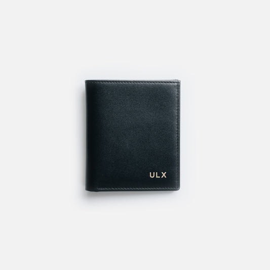Leather Bifold Wallet - Black & Gold